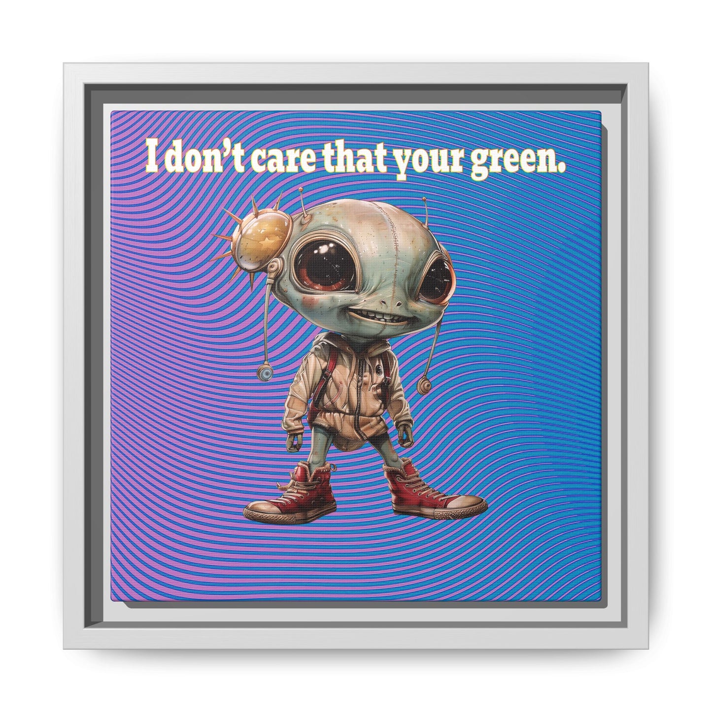 I don't care that your green - framed canvas art (light blue-purple wave)