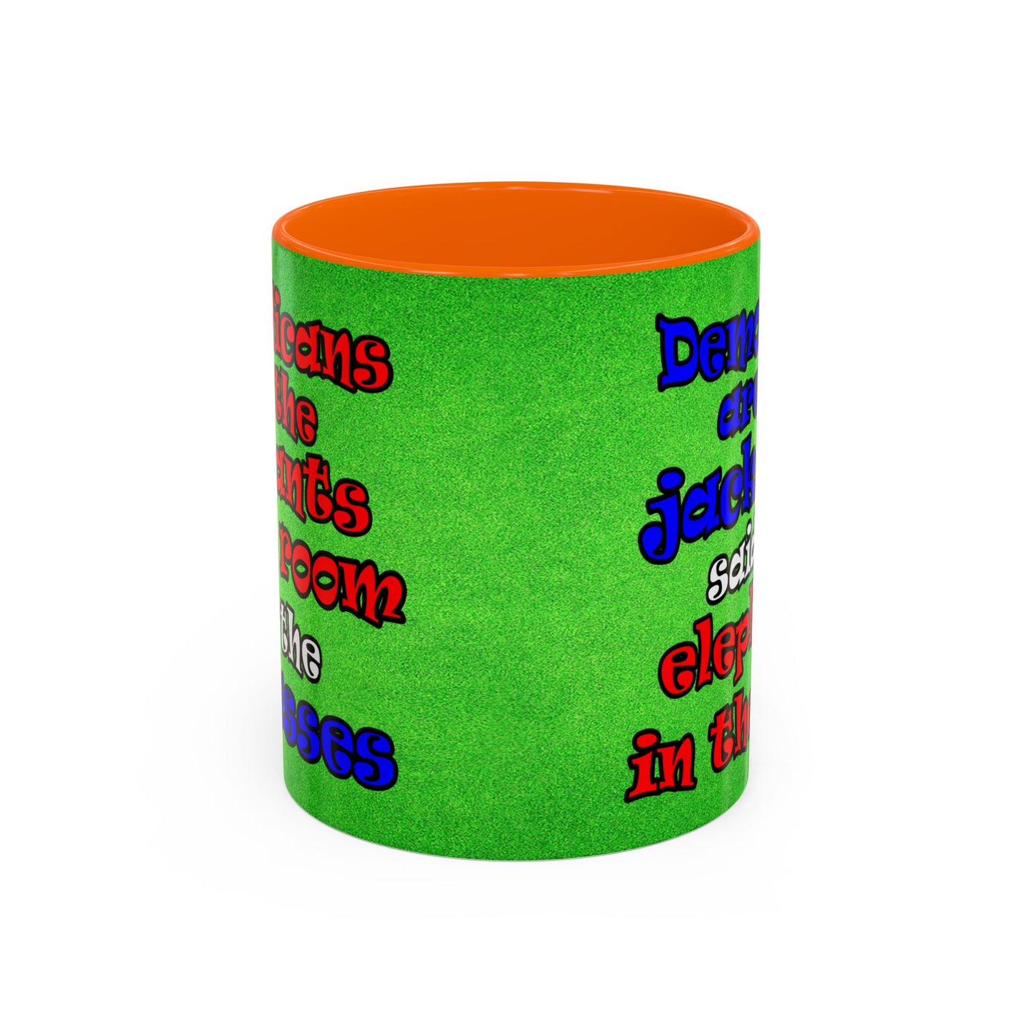 donkeys and elephants - Accent Mug (green turf)
