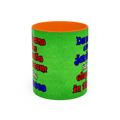 donkeys and elephants - Accent Mug (green turf)