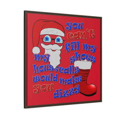 santa's shoes - framed canvas art (dark red)
