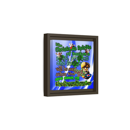 christmas spirits of boston - framed canvas art (blue-white wave)