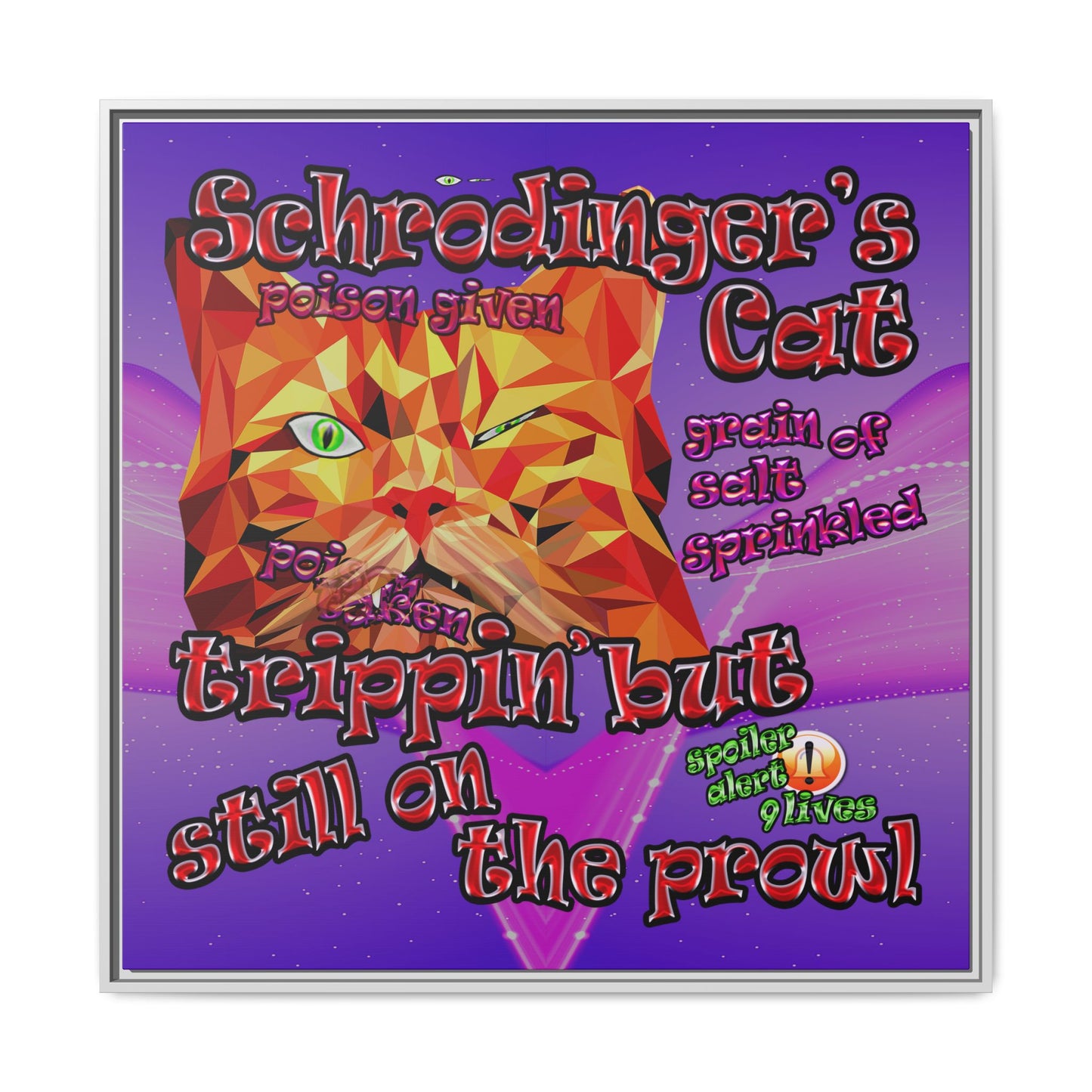 schrodinger's cat - framed canvas art (purple-pink wave)
