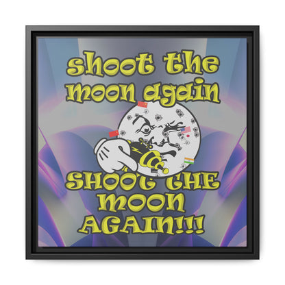 shoot the moon again - framed canvas art (grey-pink wave)