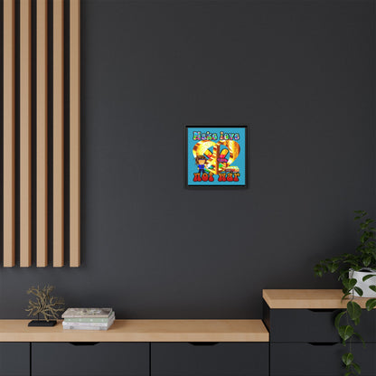 love peace - framed canvas art (turquoise)