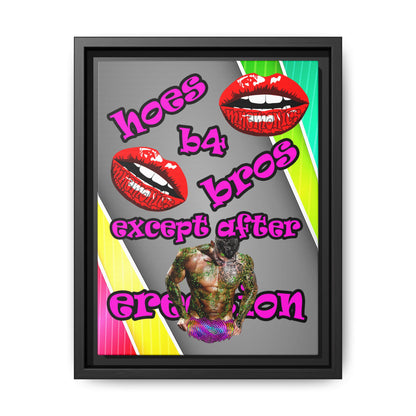hoes b4 bros - framed canvas art (rainbow split)