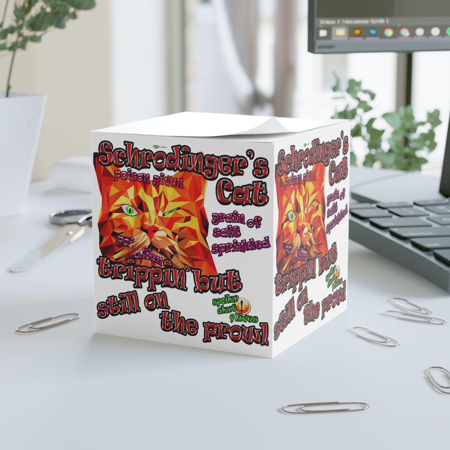 schrodinger's cat - note cube (white)