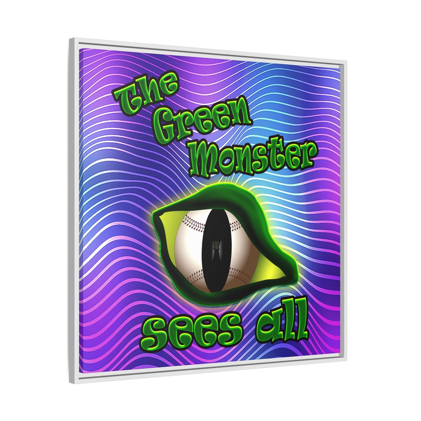 green monster - framed canvas art (purple wave)