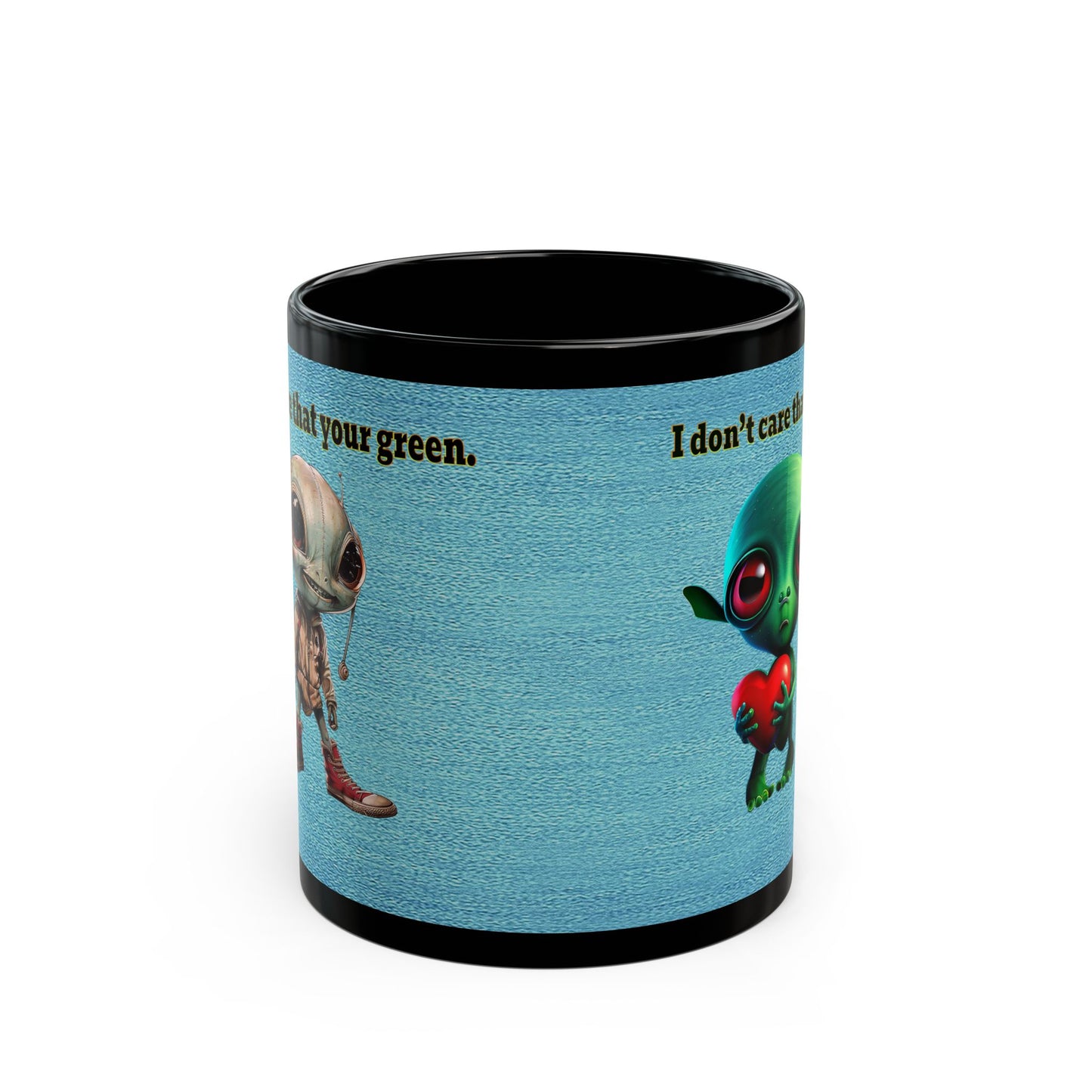 I don't care that your grey - Black Mug (faded blue)