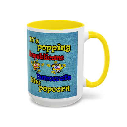 popping like popcorn - Accent Mug (faded dark blue)