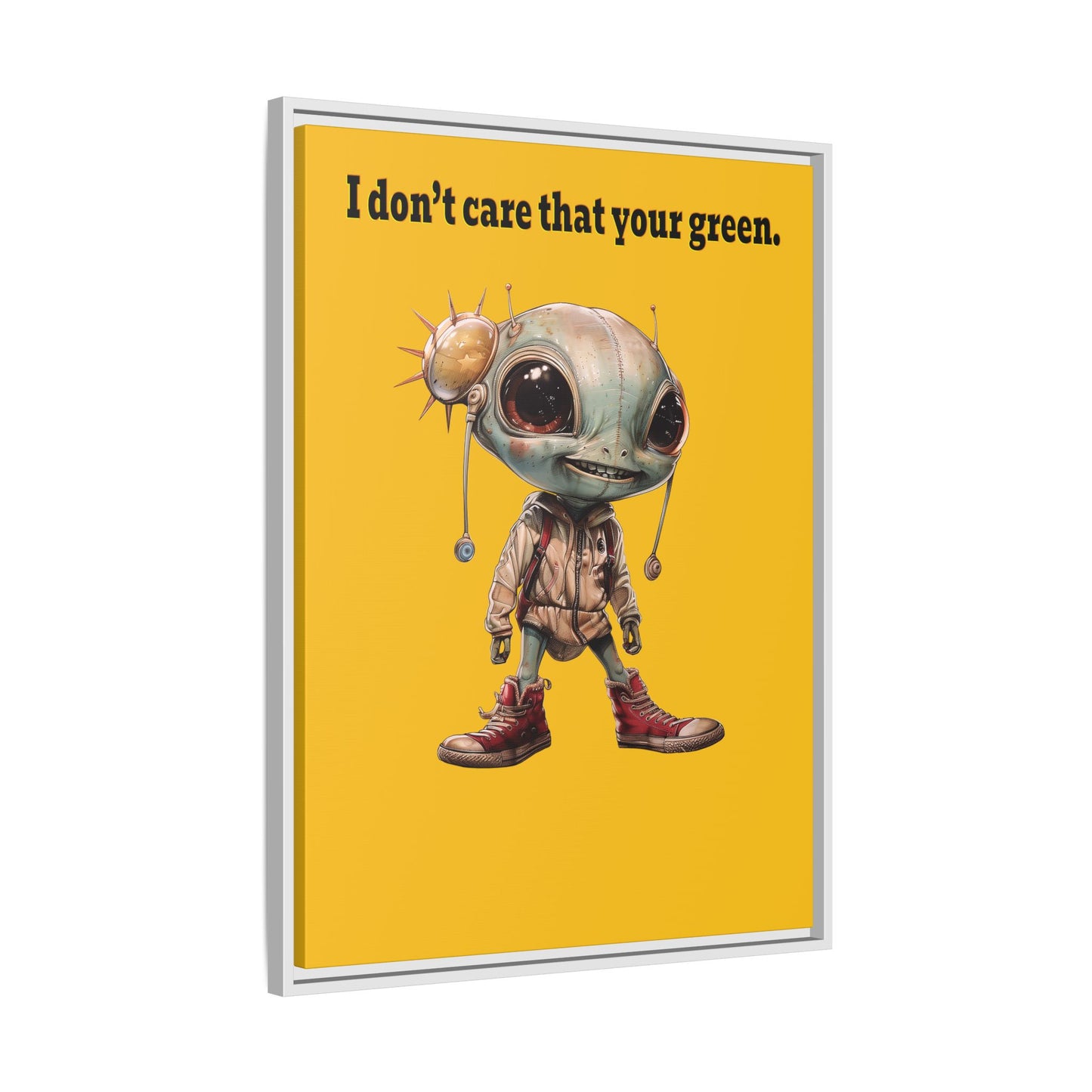 I don't care that your green - framed canvas art (yellow)