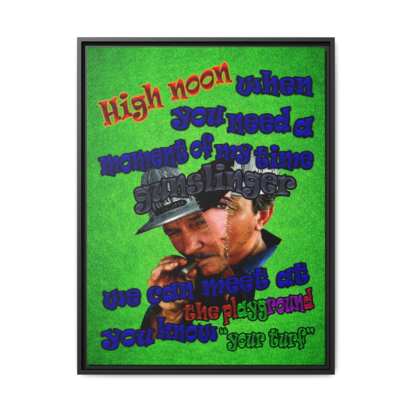 high noon - framed canvas art (green turf)