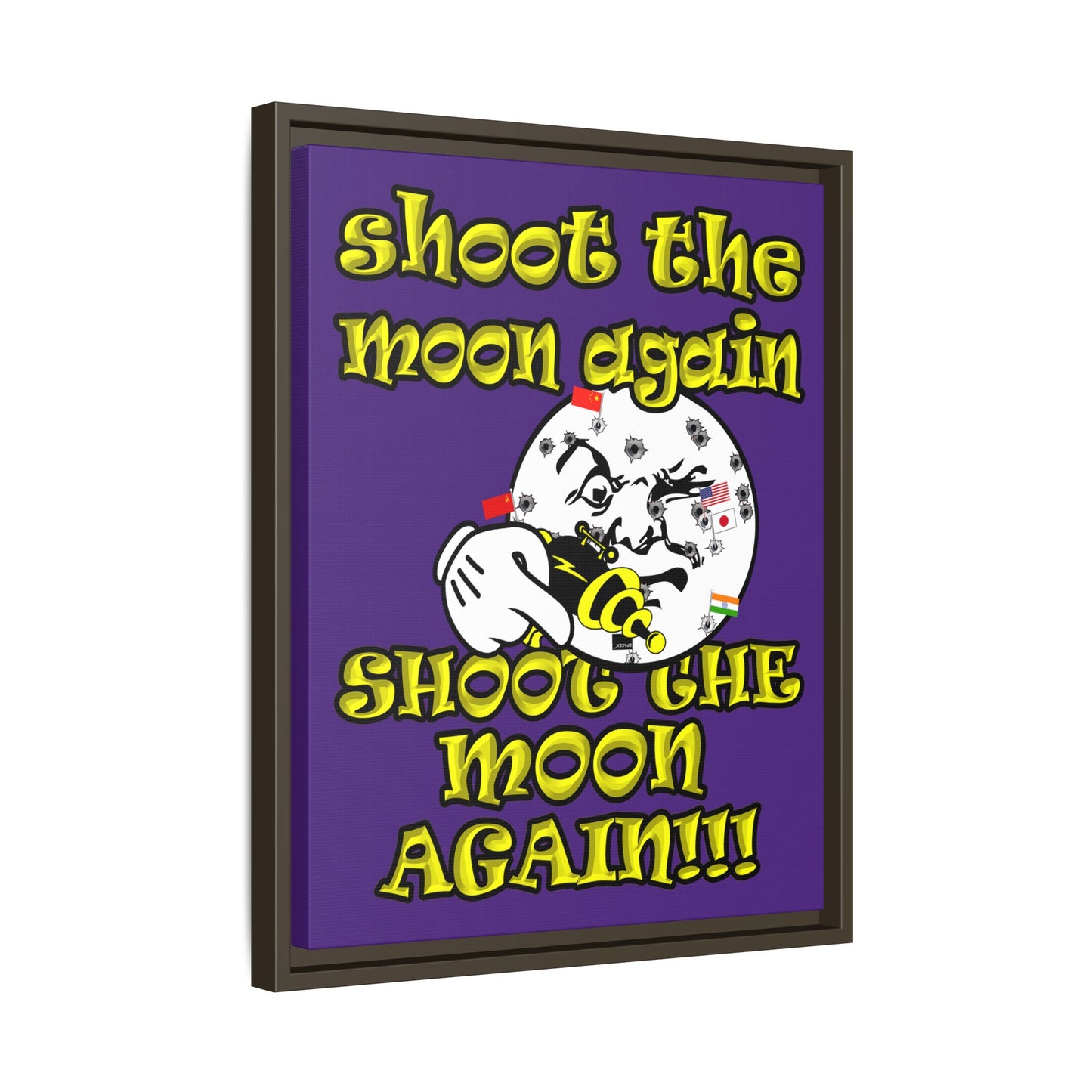 shoot the moon again - framed canvas art (purple)
