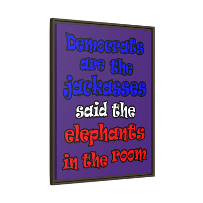 donkeys and elephants - framed canvas art (purple)