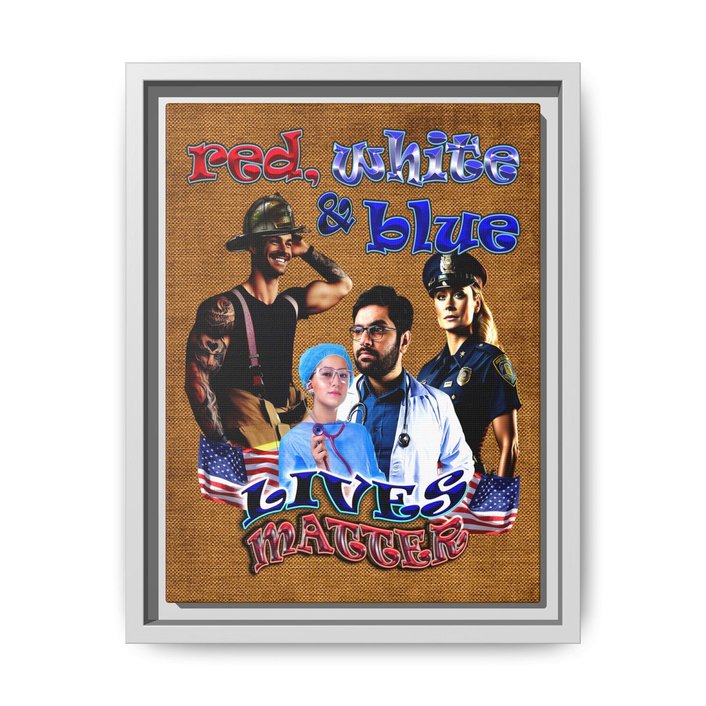 rw&b lives matter - framed canvas art (brown papyrus)