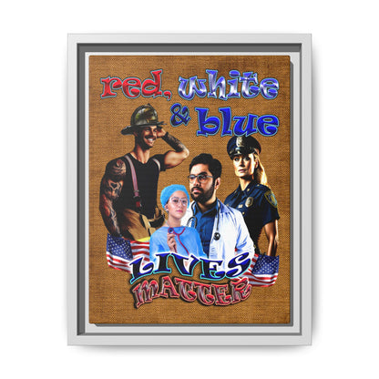 rw&b lives matter - framed canvas art (brown papyrus)