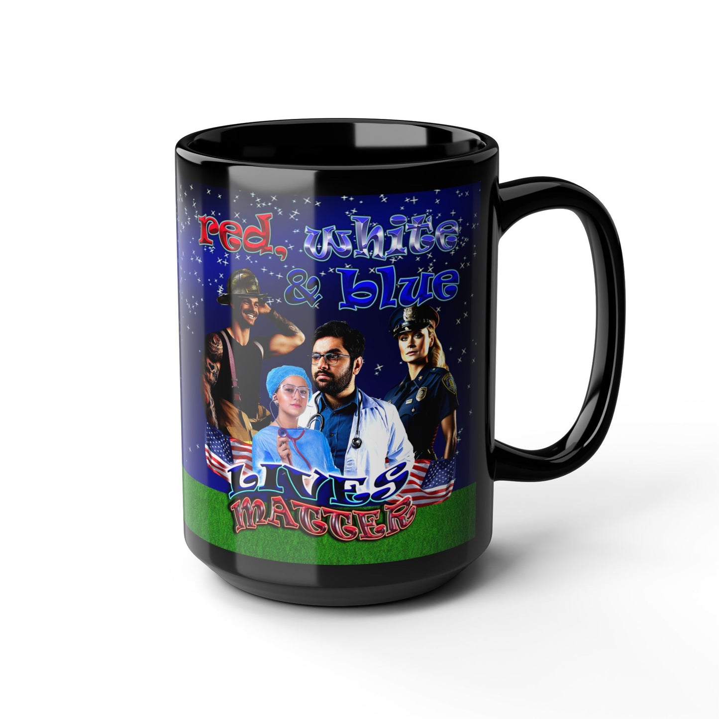 rw&b lives matter - Black Mug ('snoops' background)