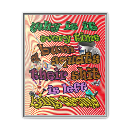 the bum's shit - framed canvas art (yellow-orange wave)