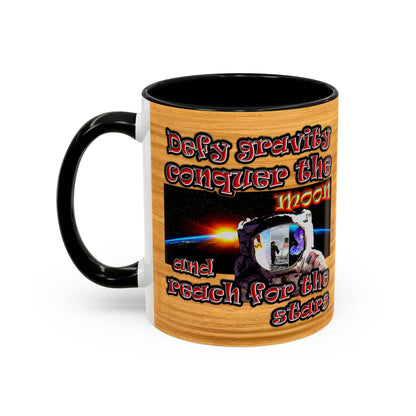 defy conquer reach - Accent Mug (butterscotch wood finish)