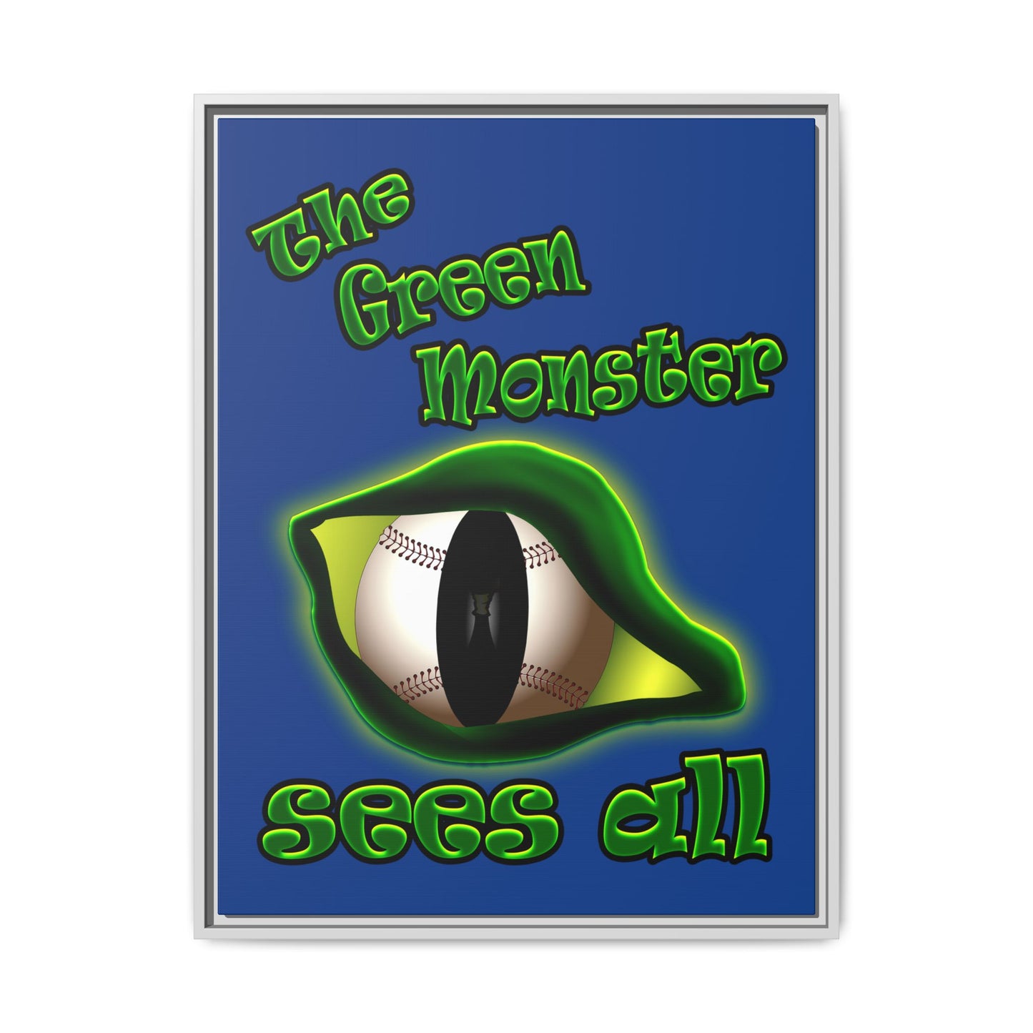 green monster - framed canvas art (dark blue)