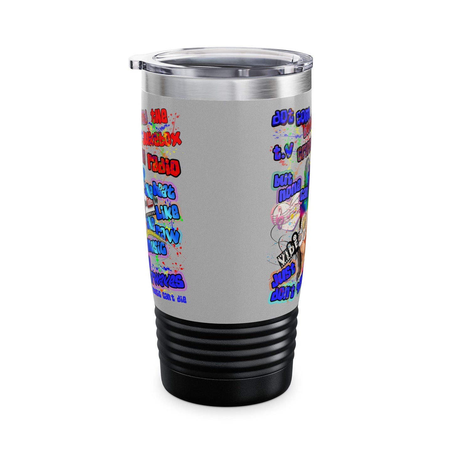 drop the beat - Ringneck Tumbler, 20oz (light grey)