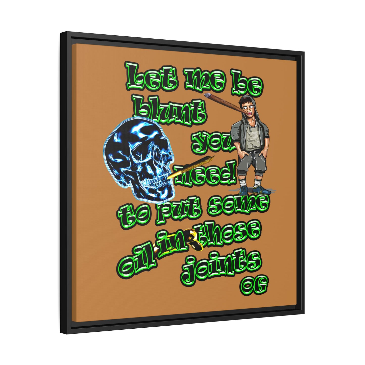 og - framed canvas art (light brown)