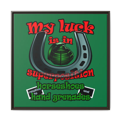 my luck - framed canvas art (dark green)