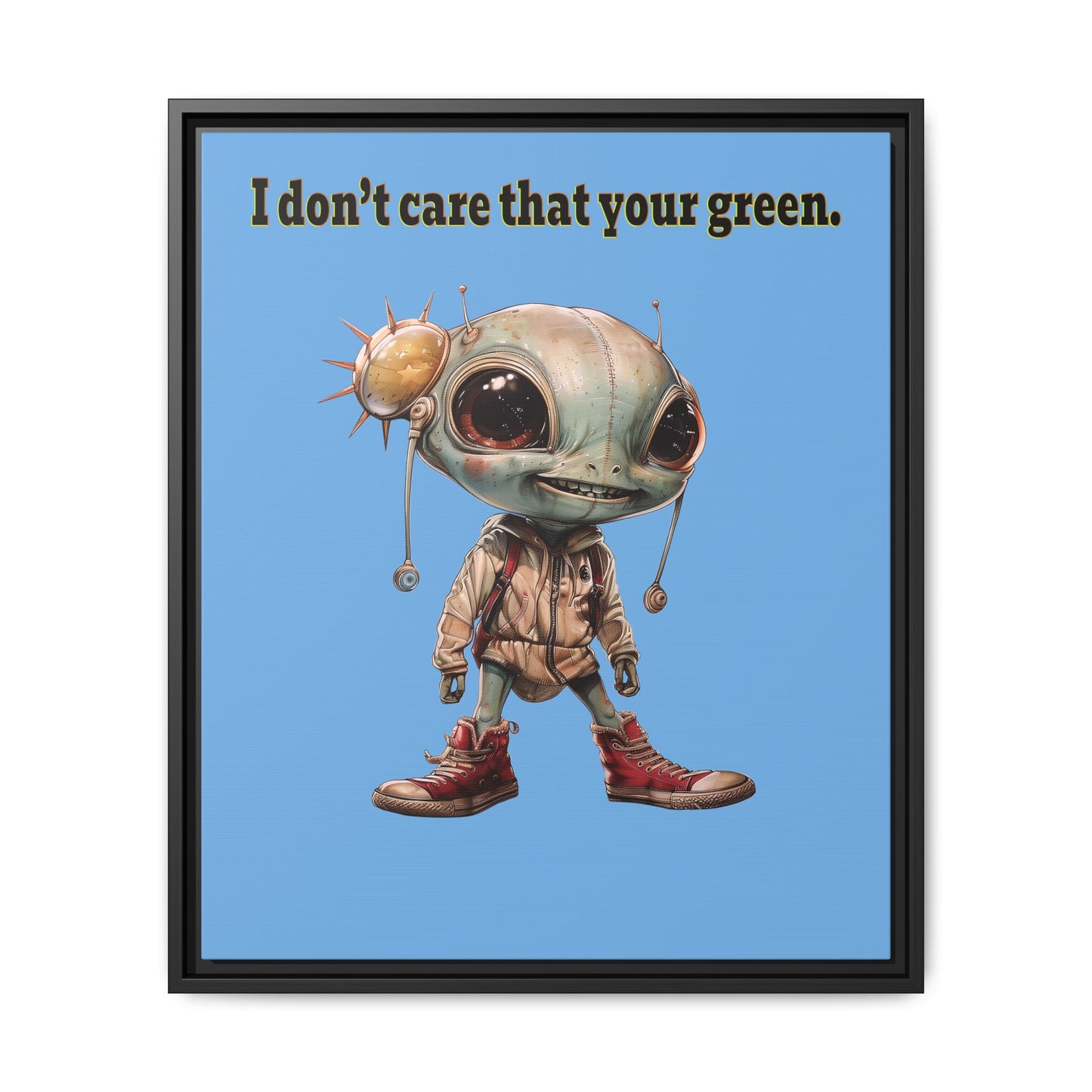 I don't care that your green - framed canvas art (light blue)