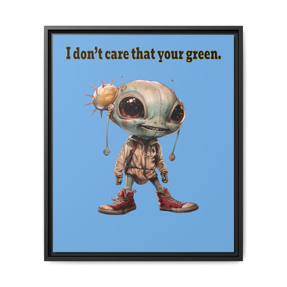 I don't care that your green - framed canvas art (light blue)