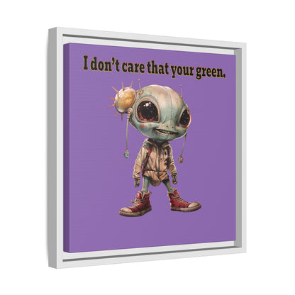 I don't care that your green - framed canvas art (light purple)