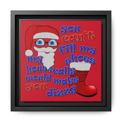 santa's shoes - framed canvas art (dark red)