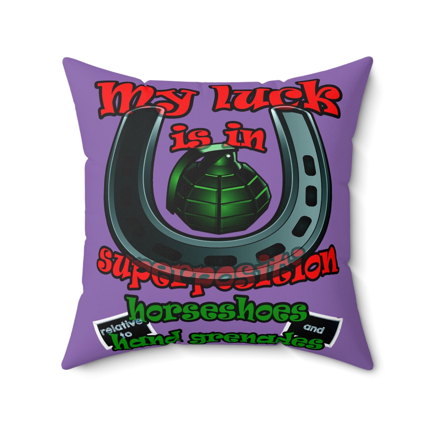 my luck - Spun Polyester Square Pillow - (light purple)