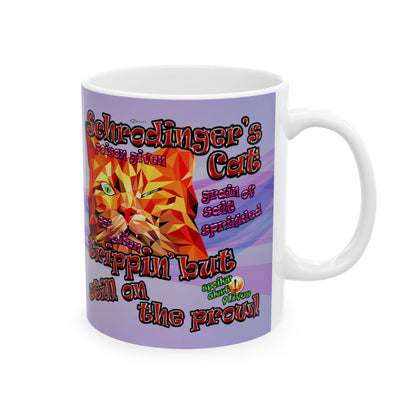 schrodinger's cat - White Mug (light blue-pink wave)