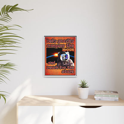 defy conquer reach - framed canvas art (burnt orange)