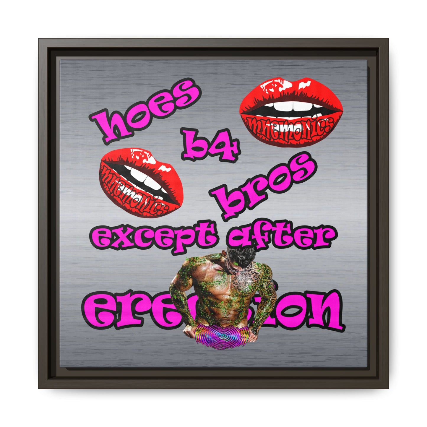 hoes b4 bros - framed canvas art (brushed nickel)