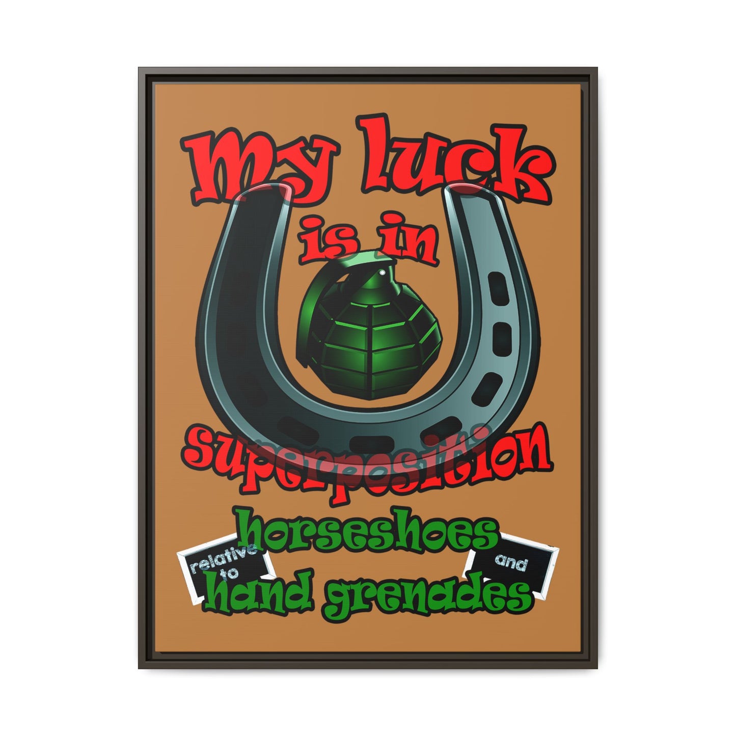 my luck - framed canvas art (light brown)
