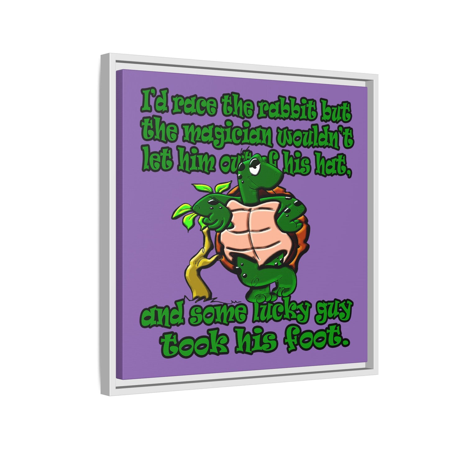 turtle race - framed canvas art (light purple)