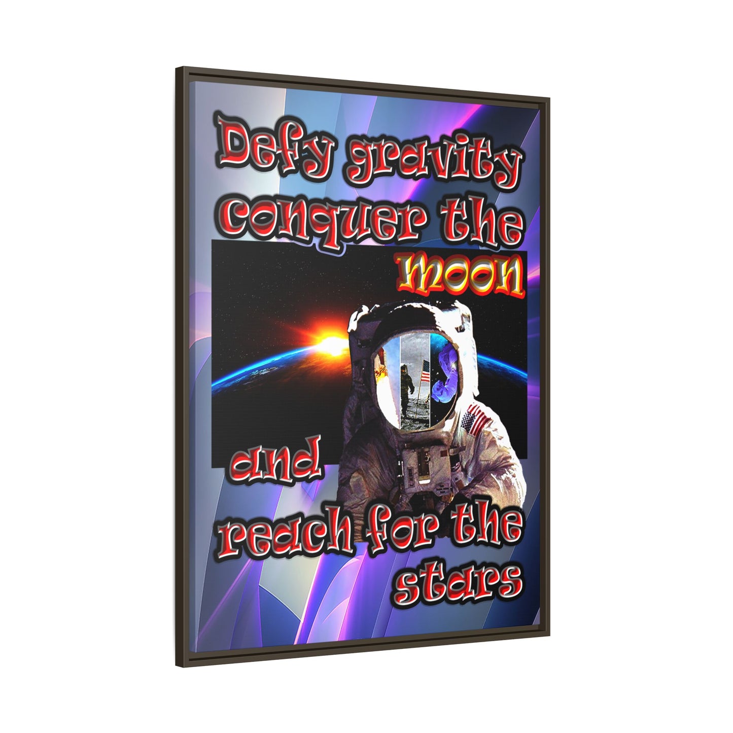 defy conquer reach - framed canvas art (grey-pink wave)
