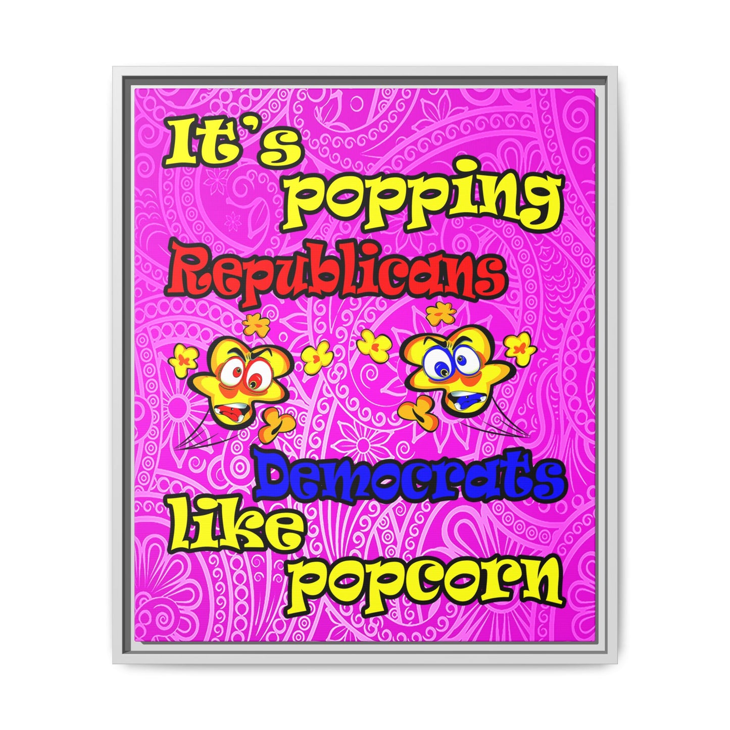 popping like popcorn - framed canvas art (pink swirl)