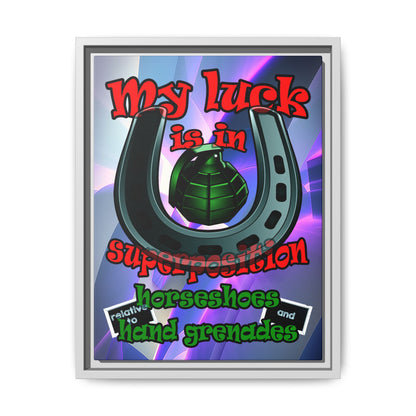 my luck - framed canvas art (grey-pink wave)