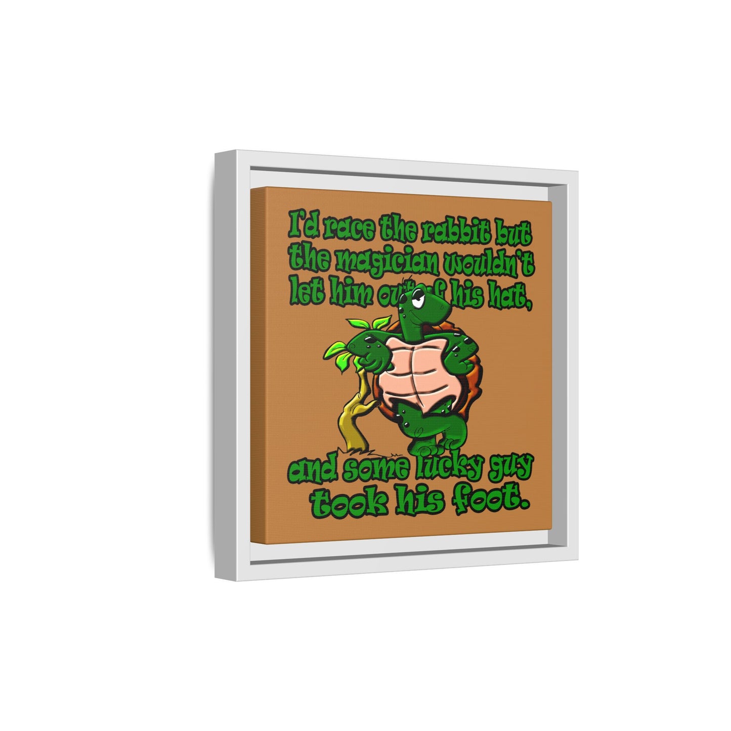 turtle race - framed canvas art (light brown)