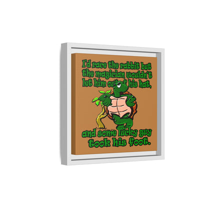 turtle race - framed canvas art (light brown)