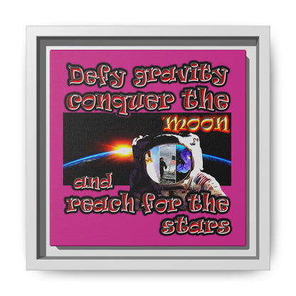 defy conquer reach - framed canvas art (pink)