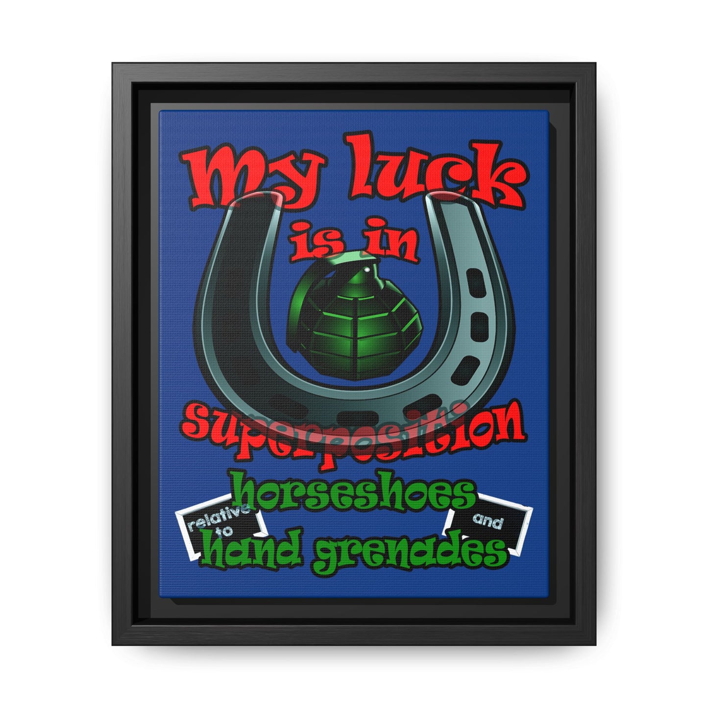 my luck - framed canvas art (dark blue)