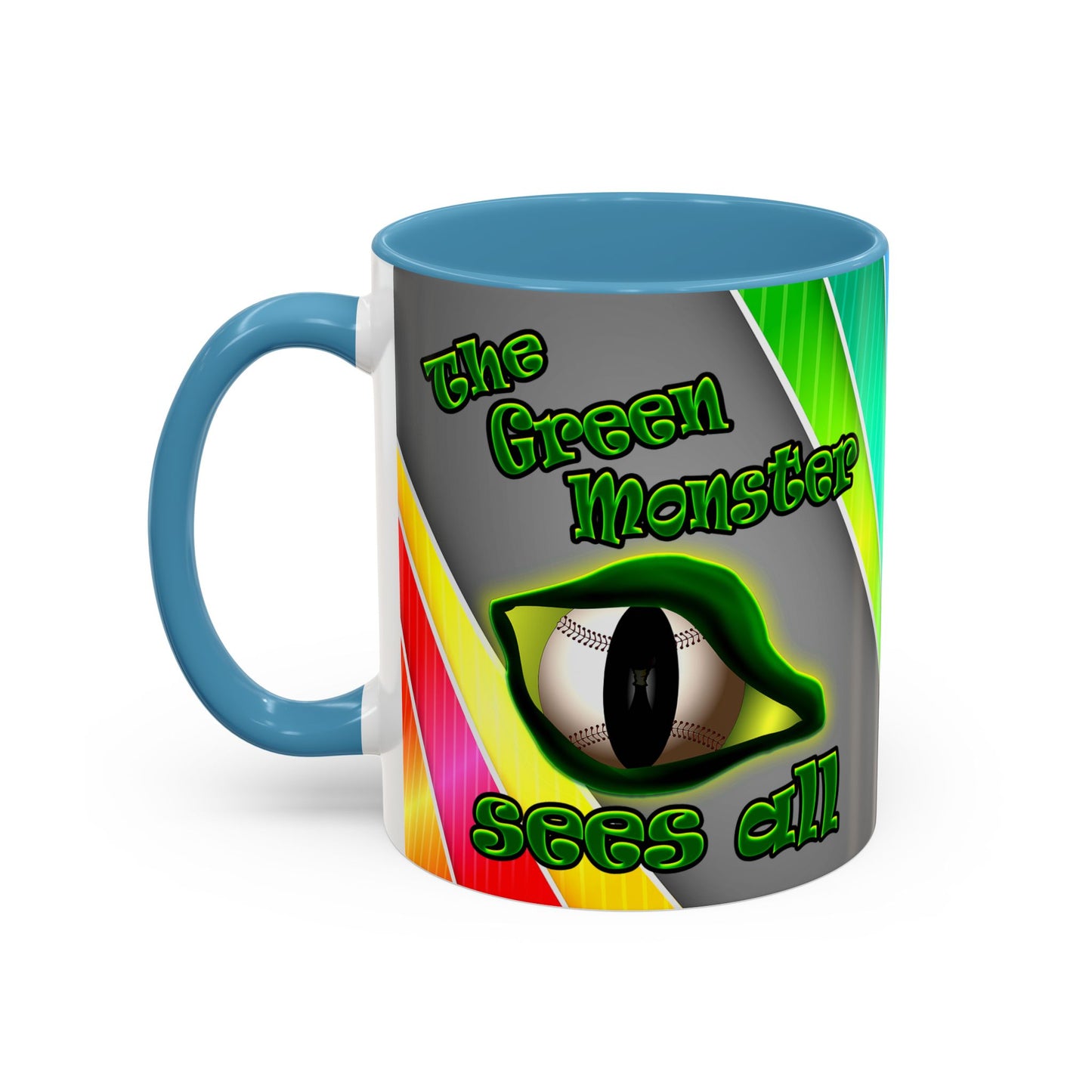 green monster - Accent Mug (rainbow split)