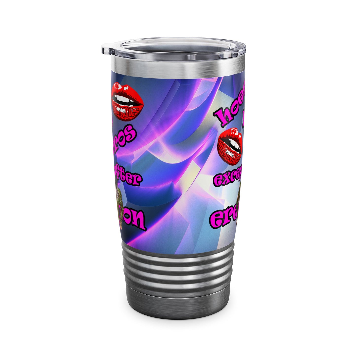 hoes b4 bros - Ringneck Tumbler, 20oz (grey-pink wave)