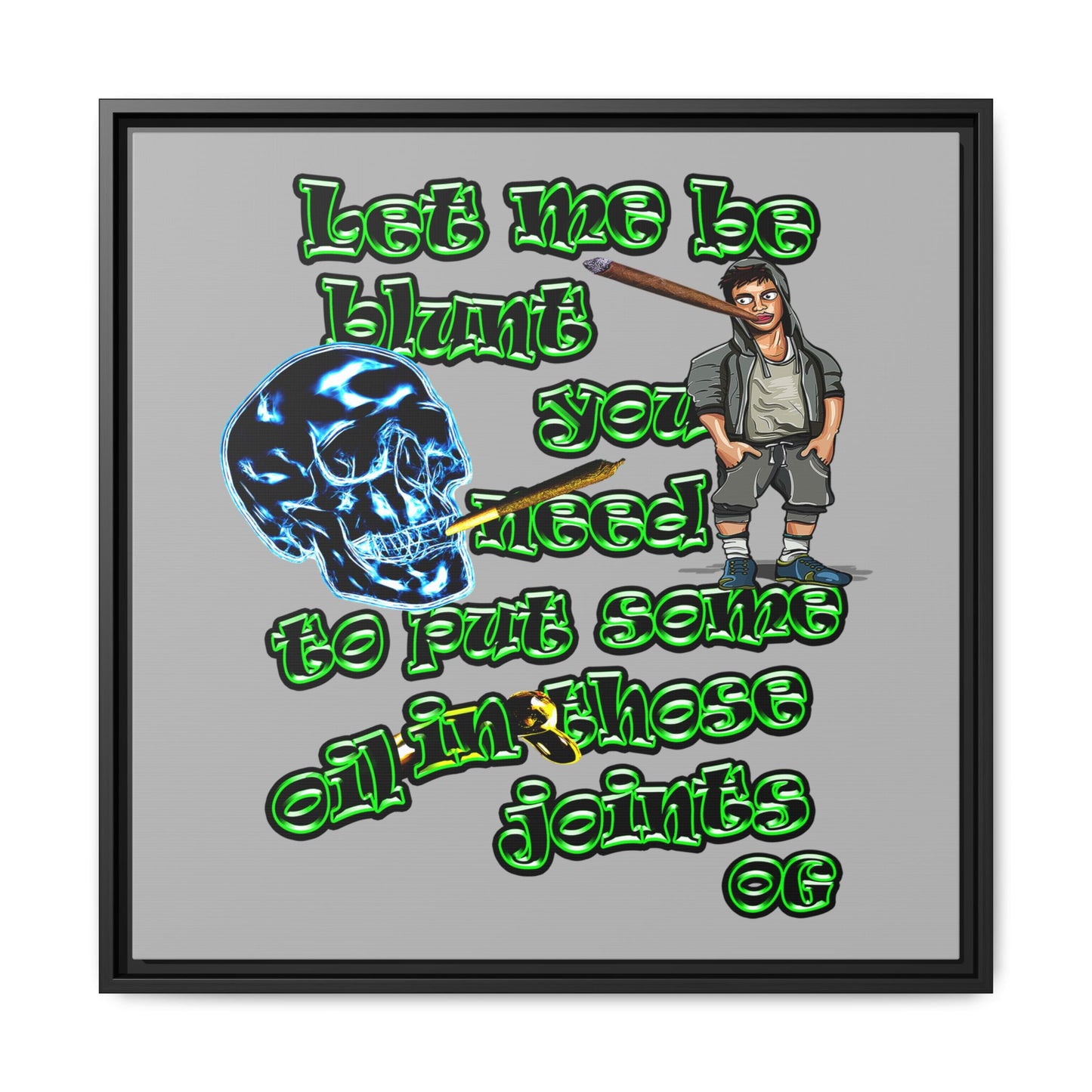 og - framed canvas art (light grey)
