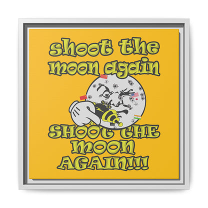 shoot the moon again - framed canvas art (yellow)