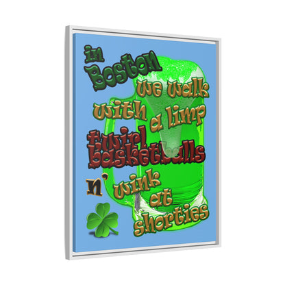 celtics logo - framed canvas art (light blue)