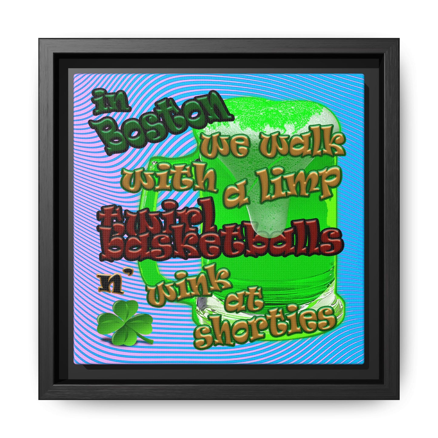 celtics logo - framed canvas art (light blue-purple wave)
