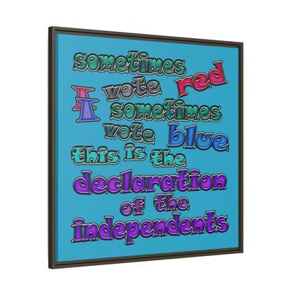 declaration of the independents - framed canvas art (turquoise)